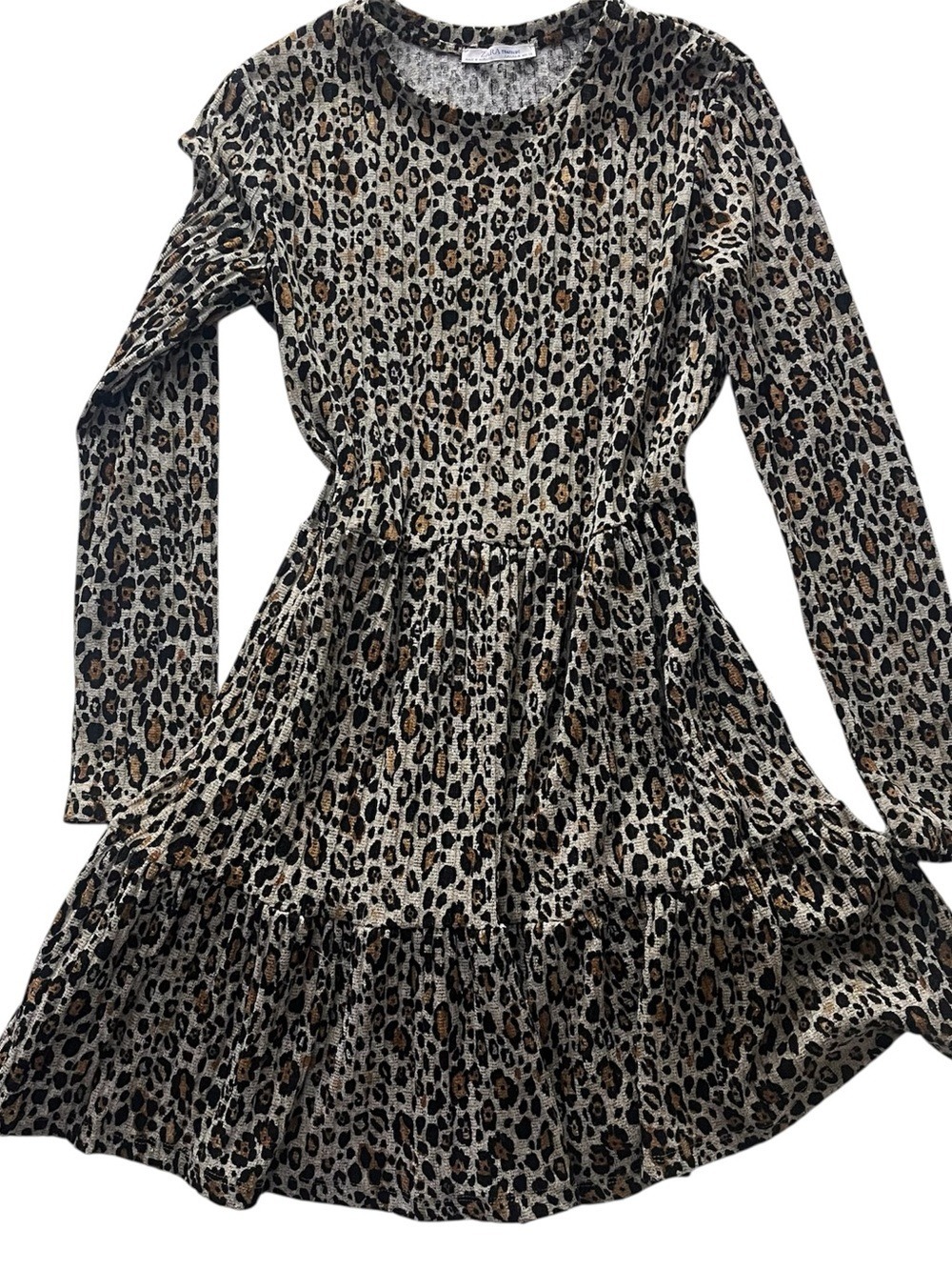 Size Medium Zara Long Sleeve Leopard Print Tiered Dress